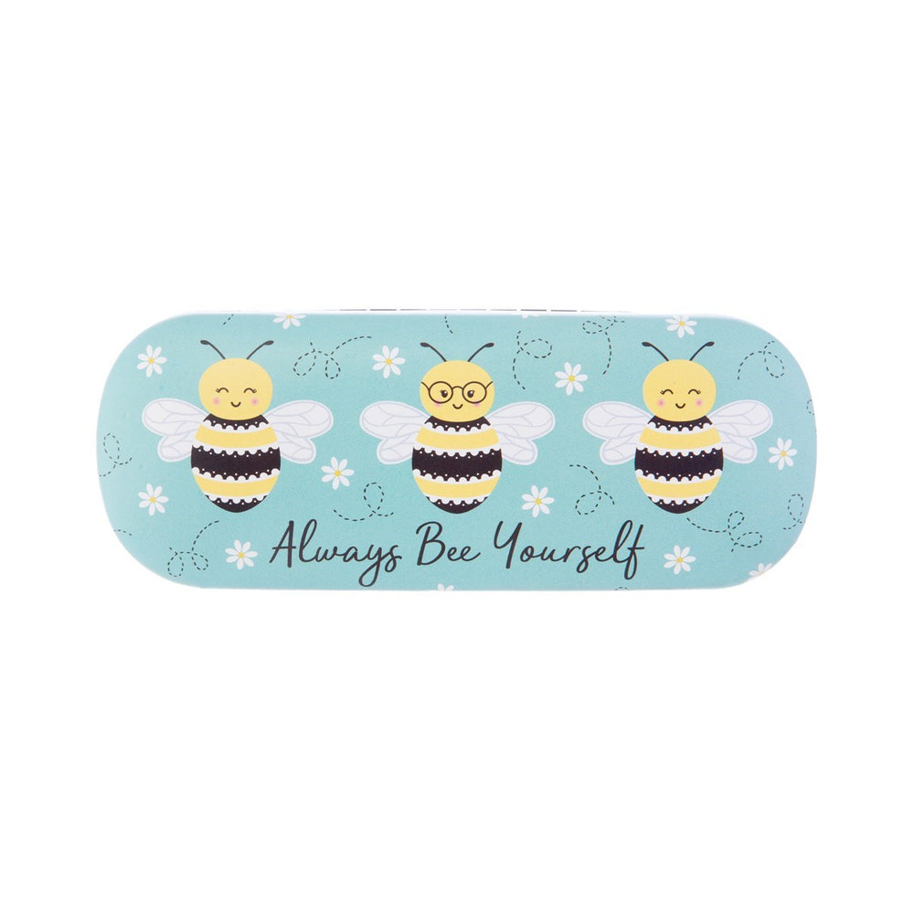 Sass & Belle Bee Happy glasses case with cheerful bee design, soft interior, and durable exterior for eyewear protection.