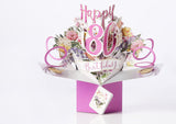 Second Nature 3D pop-up 80th birthday greeting card with colorful design and festive details, perfect for celebrating a milestone.