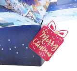Second Nature 3D pop-up Santa and sleigh Christmas greeting card with festive holiday design and detailed holiday scene.