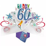 Second Nature Happy 60th Birthday pop-up greeting card featuring vibrant birthday design and festive elements.