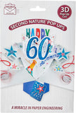 Second Nature Happy 60th Birthday pop-up greeting card with colorful birthday design and cheerful lettering.