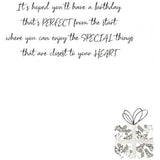 Second Nature Lovely Daughter butterflies embellished birthday greeting card with colorful floral design and heartfelt message.