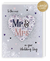 Second Nature Mr & Mrs heart wedding greeting card with elegant text design, ideal for wedding celebrations and heartfelt messages.