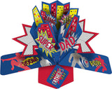 Second Nature Super Dad pop-up 3D greeting card with vibrant design, perfect for celebrating fathers on special occasions.