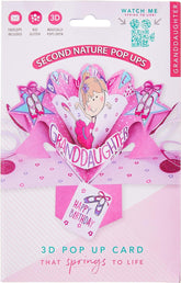 Second Nature granddaughter birthday pop-up greeting card with colorful 3D floral design and intricate paper craft details.