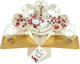 On Your Anniversary pop-up greeting card by Second Nature, featuring a 3D floral design and heartfelt message inside.