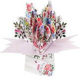 Second Nature Happy Birthday bouquet of flowers 3D pop-up greeting card with colorful floral design and intricate paper craftsmanship.