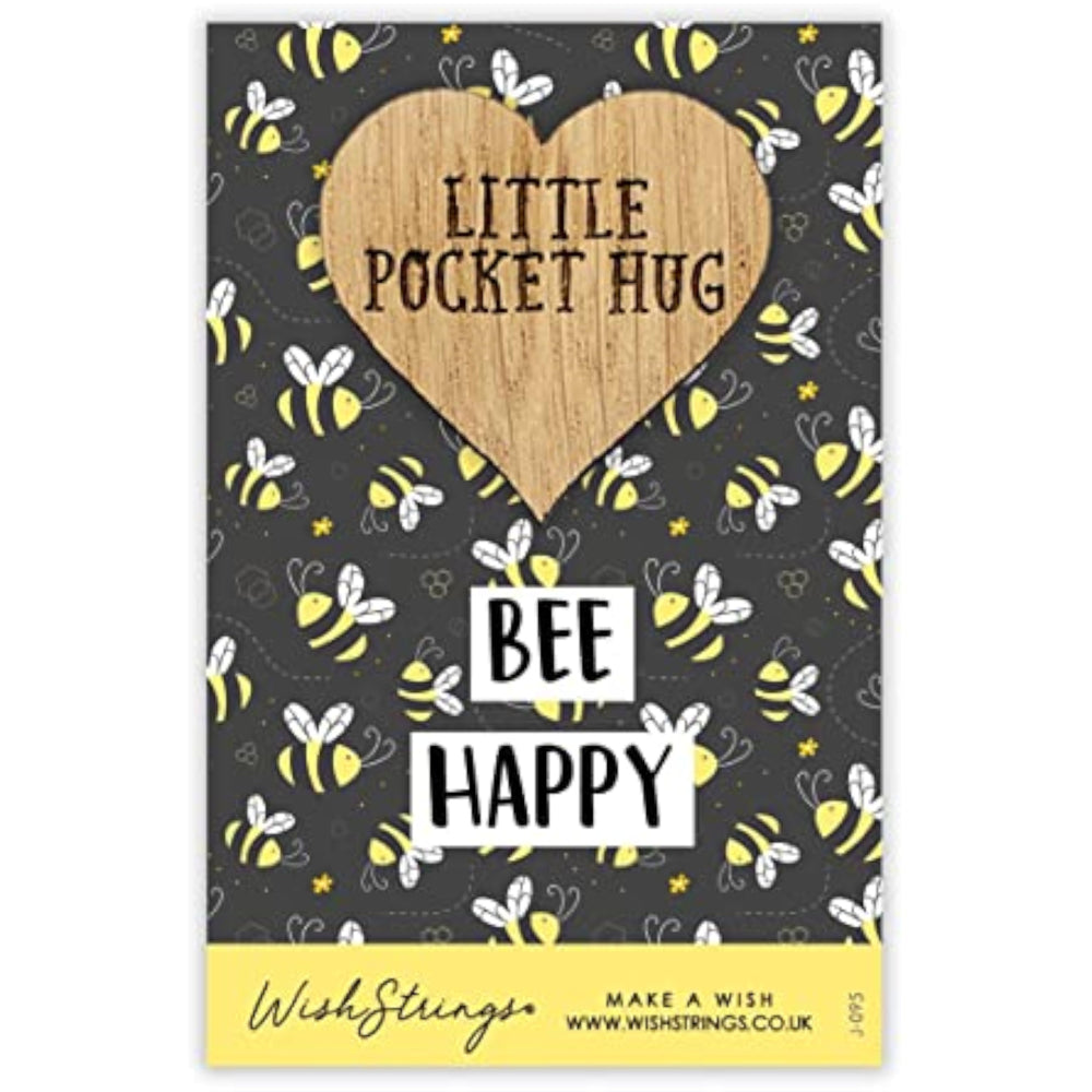 Second Nature Bee Happy Bumblebee pocket hug keepsake gift token with a cute bumblebee design on a small, engraved keepsake token.