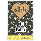 Second Nature Bee Happy Bumblebee pocket hug keepsake gift token with a cute bumblebee design on a small, engraved keepsake token.