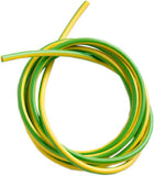 Yellow and green 2mm earth sleeves by Send It By, 1 meter length, electrical wiring accessories for secure grounding.
