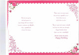 Sensations birthday greeting card for mum with 3D cover effect, floral and dress design, and 8-page insert.