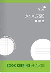 Silvine A4 analysis book with 32 pages, featuring a durable cover and lined pages for bookkeeping and financial analysis.