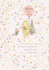 Special Little Girl Christmas Greeting Card with Cute Festive Design and Loving Wishes