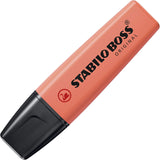 Stabilo Boss Original Pastel Highlighter in Mellow Coral Red with pastel pink and orange accents on a white background.