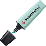 Stabilo Boss Original Pastel highlighter in Touch of Turquoise with a yellow cap and pastel turquoise body.