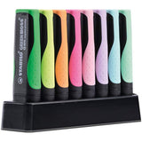 Set of 8 Stabilo Eco-Friendly Highlighters in pastel colors, Green Boss Pastel deskset for stationery and highlighting tasks.
