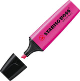Stabilo Boss Original Lilac highlighter pen for stationery, with a chisel tip and vibrant purple ink.