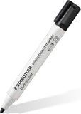 Staedtler Lumocolor Whiteboard Marker Bullet 351 in black, single stationery marker for whiteboards, with a sleek design.