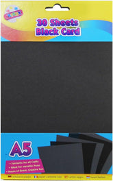 Tallon A5 black activity cards, 30 sheets of craft supplies for arts and crafts projects, rectangular black cards.