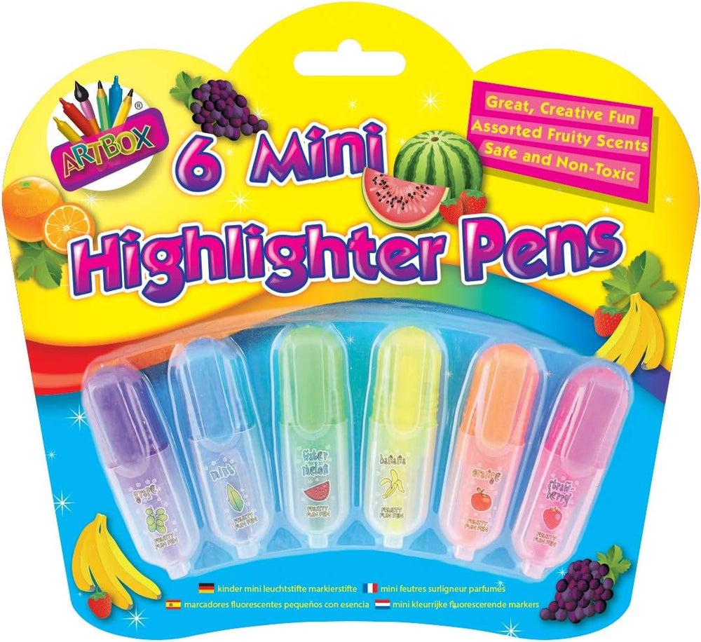 Set of six Tallon scented mini highlighters with colorful caps, ideal for highlighting notes and adding a pop of color to pages.
