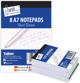 Tallon 8 A7 lined notebooks with durable covers and pages for note-taking and writing.