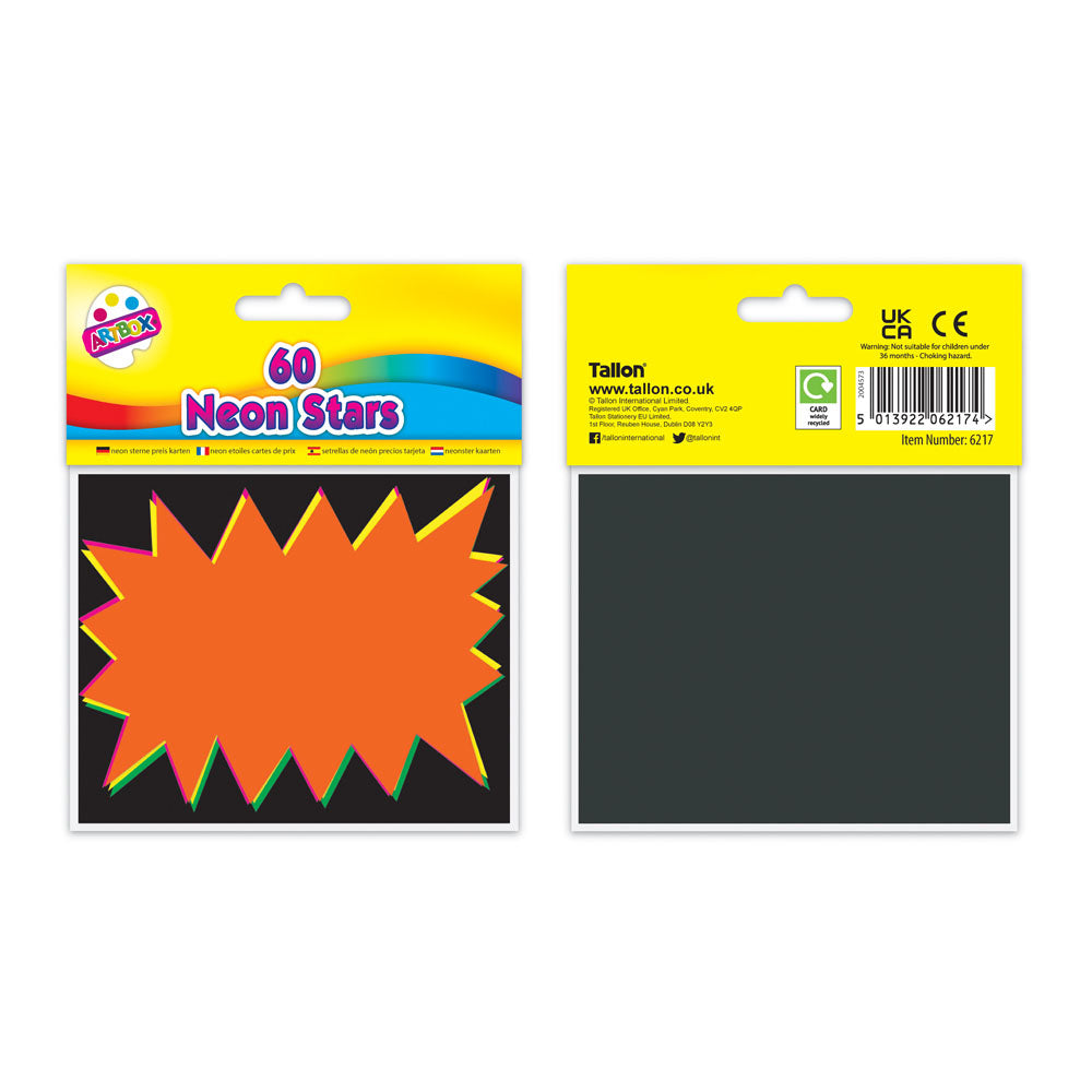 Tallon 60 fluorescent flashes, 10 x 7.5cm, office supplies, bright yellow plastic with built-in clips for organizing documents.