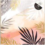 Tallon Tropical Sunset Palm Leaves photo album with memo slip, holds 200 photos, ideal for office or personal use.