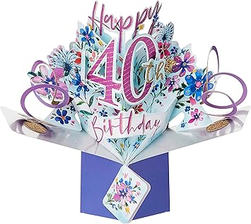 Happy 40th Birthday Pop-Up Greeting Card Original Second Nature 3D Pop Up Cards