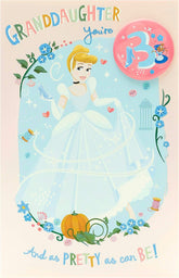 Disney Cinderella Granddaughter 3rd Birthday Card Include Badge