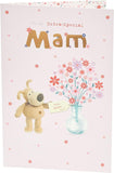 Boofle birthday card for Mam with envelope featuring a lovely floral vase design, by UK Greetings.