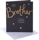 UK Greetings birthday card for brother featuring colorful design and cheerful message, ideal for celebrating a sibling's birthday