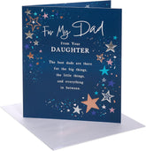 UK Greetings birthday card for dad from daughter featuring a starry design, suitable for celebrating special occasions.