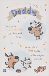 Funny dog design birthday card for Daddy from UK Greetings, featuring humorous artwork suitable for celebrating a special day.