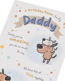 UK Greetings birthday card for Daddy featuring a humorous dog design, with colorful illustrations and birthday message.