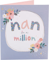 UK Greetings birthday card for Nan featuring heartfelt love and warm wishes, with colorful birthday-themed design.