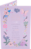 UK Greetings birthday card for sister featuring a floral border design from the Thinking of You range.
