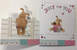 UK Greetings Boofle Just for You birthday card featuring colorful Boofle character and cheerful birthday message.