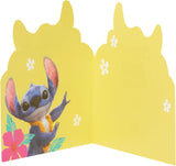Bright Disney Lilo & Stitch birthday card by UK Greetings featuring colorful characters and fun birthday message.
