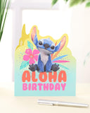 UK Greetings Disney Lilo & Stitch birthday card featuring colorful character artwork for Disney fans and special celebration wishes.