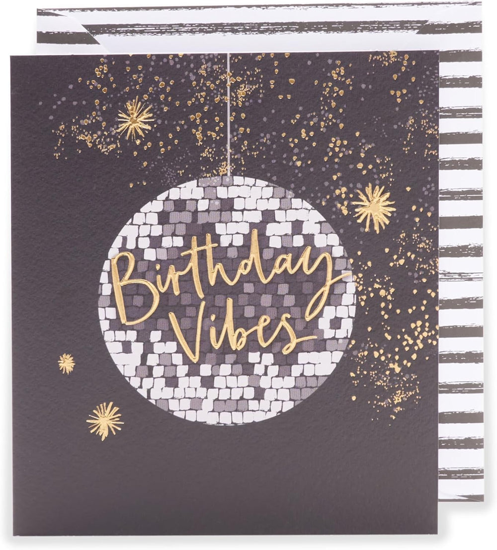 UK Greetings Kindred Glitter & Gold birthday card with elegant gold accents and sparkling design, suitable for all ages.