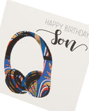 UK Greetings Kindred X Afrotouch birthday card for son featuring vibrant design and heartfelt birthday message.