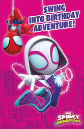 Marvel Ghost Spiderman birthday card for girls by UK Greetings featuring Spidey and ghost superhero design.