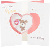 UK Greetings birthday greeting card for mum with a heart design, featuring colorful illustrations and heartfelt message inside.