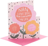 UK Greetings birthday greeting card for Nan featuring a bright floral design, perfect for celebrating special occasions.