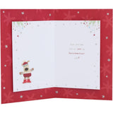 UK Greetings Boofle holding a small heart Christmas card, featuring festive holiday design and adorable character artwork.