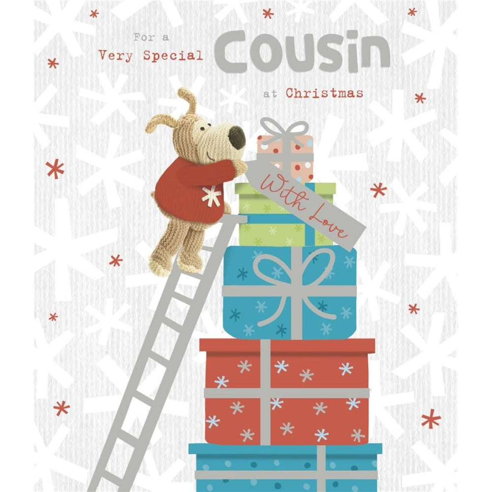 UK Greetings Boofle on Ladder Christmas Card featuring festive holiday design with cheerful Boofle character and seasonal decorations.