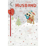 UK Greetings Boofles on Snow Mountain Christmas Card featuring festive illustration of Boofles for holiday greeting.