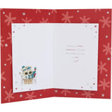 UK Greetings Boofles sitting Mam and Dad Christmas card featuring festive holiday design with cute, colorful illustrations for Christmas greetings.