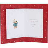 UK Greetings Boofles Christmas card featuring a standing Boofles character with festive lettering "Both of You" on a holiday-themed background.