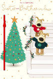 Christmas greeting card for sister and brother-in-law featuring a cute Boofle dog and festive design by UK Greetings.